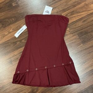 New Adriana strapless eyelet mini dress burgundy.